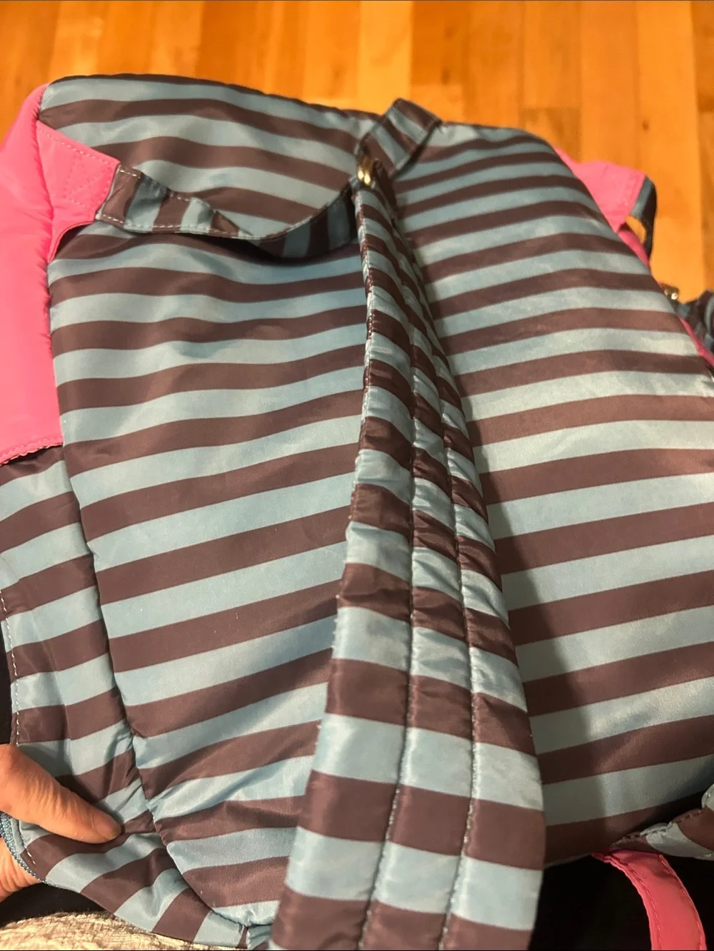 Matilda Jane Pink, Mustard & Blue Striped Kids Backpack with Bow